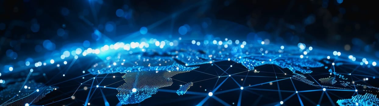 network lines and dots of global connectivity and data transmission