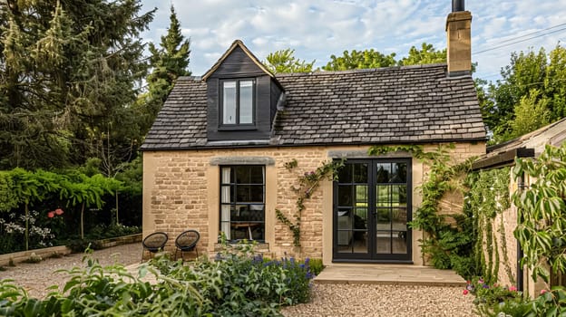 Cotswolds cottage in the English countryside style, modern architecture and design