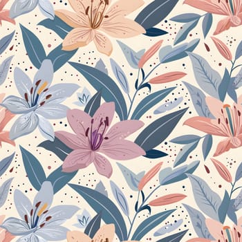 Creative arts meets textile with an electric blue pattern of flowers and leaves on a white background, resembling a blooming garden. Perfect for wallpaper or flooring design in aqua tones