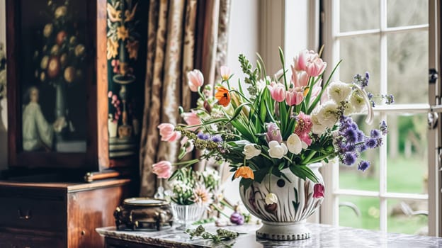 Beautiful bouquet of flowers in a vase. Floral arrangement