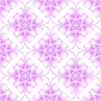 Textile ready nice print, swimwear fabric, wallpaper, wrapping. Purple excellent boho chic summer design. Ikat repeating swimwear design. Watercolor ikat repeating tile border.
