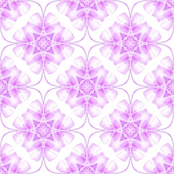 Textile ready nice print, swimwear fabric, wallpaper, wrapping. Purple excellent boho chic summer design. Ikat repeating swimwear design. Watercolor ikat repeating tile border.