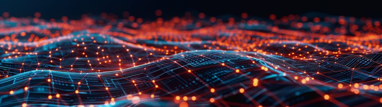 network lines and dots of global connectivity and data transmission