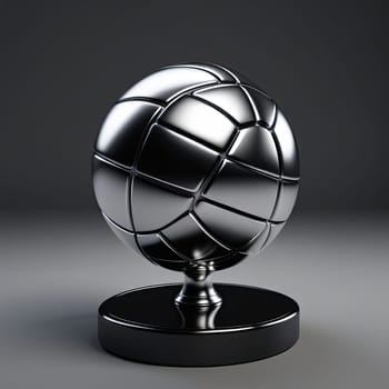 Image Hyper realistic isolated 3D levitating basketball in shiny chrome , black background , high detail, hyper quality