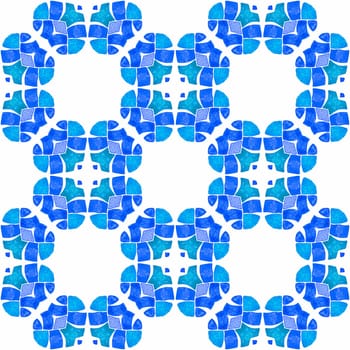 Oriental arabesque hand drawn border. Blue symmetrical boho chic summer design. Textile ready shapely print, swimwear fabric, wallpaper, wrapping. Arabesque hand drawn design.