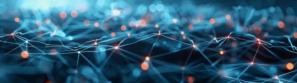 network lines and dots of global connectivity and data transmission