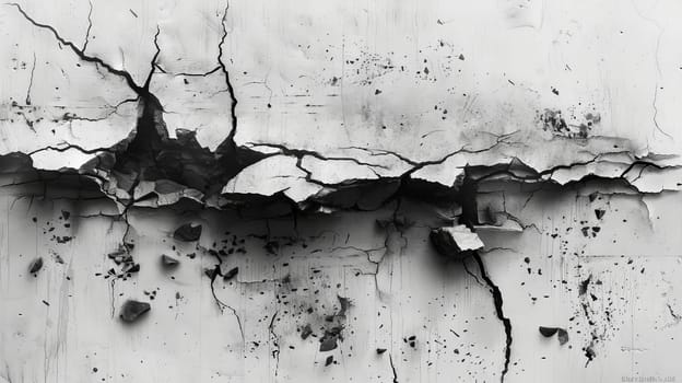 Cracked concrete wall, structural damage concept.