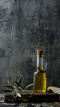 Olive oil bottle ad background with copyspace, vegetable oil commercial produce, food industry and retail concept