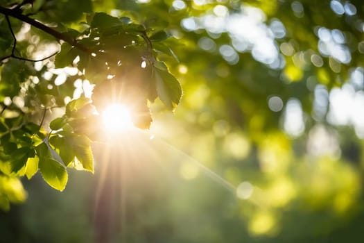 Summer bokeh texture. Tree leaves and grass in sunlight. High quality photo