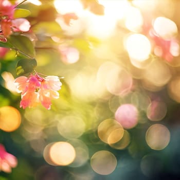 Summer bokeh texture. Tree leaves and grass in sunlight. High quality photo