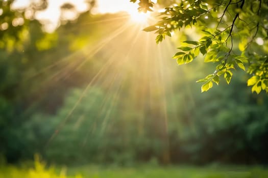 Summer bokeh texture. Tree leaves and grass in sunlight. High quality photo