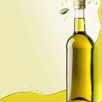 Olive oil bottle ad background with copyspace, vegetable oil commercial produce, food industry and retail concept