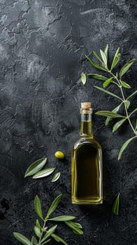 Olive oil bottle ad background with copyspace, vegetable oil commercial produce, food industry and retail concept