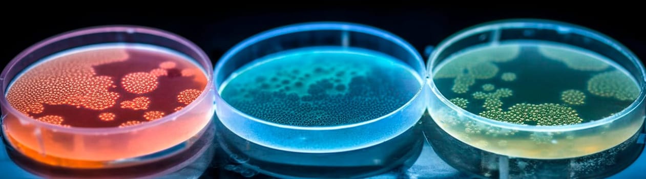 petri dishes with bacteria in the laboratory. Generative AI,