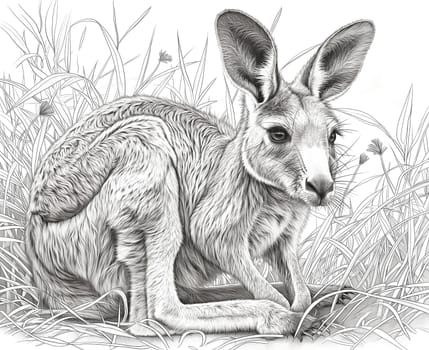 Coloring book for kids, animal coloring, kangaroo. Selective soft focus.