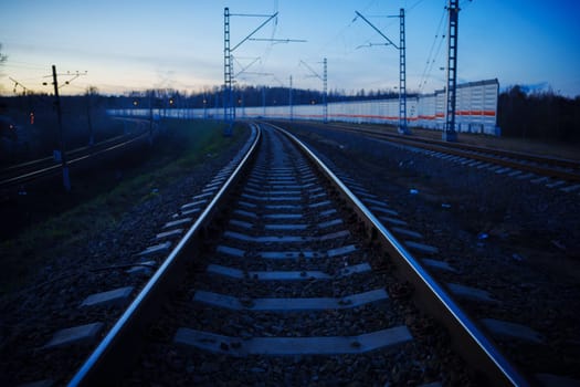 Railway in the sunset. High quality photo