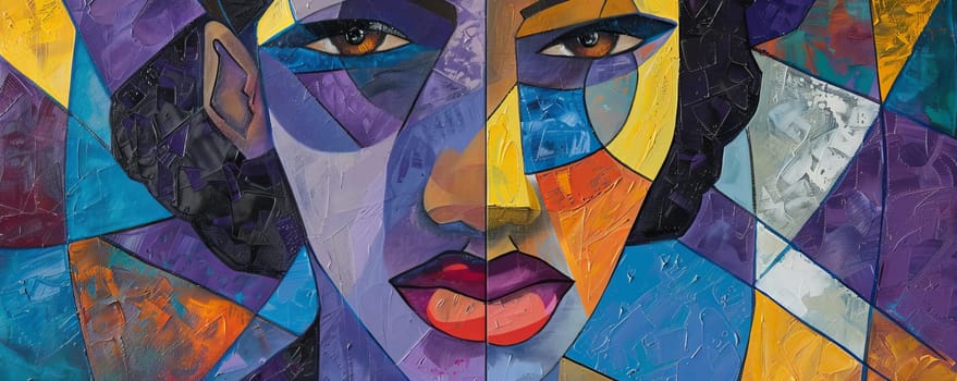 Colorful abstract portrait of a woman in geometric style, art and creativity concept.