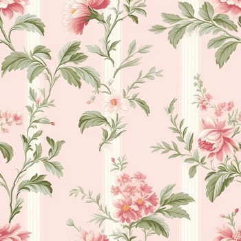 Seamless pattern, tileable striped pink floral country style print for wallpaper, wrapping paper with English countryside rose flowers for scrapbook, fabric and product design idea