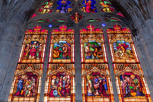 BAYEUX, FRANCE, MAY 14, 2024 : interiors architectural decors of Cathedral of Our Lady of Bayeux, norrmandy