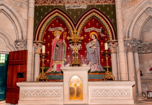 BAYEUX, FRANCE, MAY 14, 2024 : interiors architectural decors of Cathedral of Our Lady of Bayeux, norrmandy