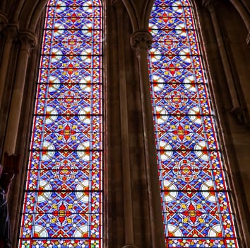 BAYEUX, FRANCE, MAY 14, 2024 : interiors architectural decors of Cathedral of Our Lady of Bayeux, norrmandy