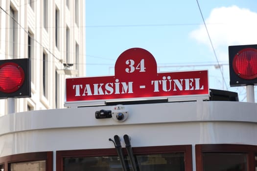 turkey Istanbul 12 may 2023. Nostalgic red tram in Taksim Square.