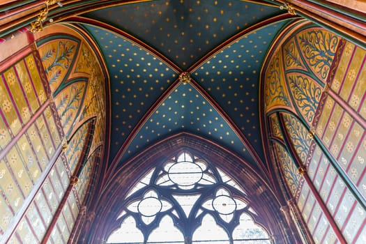 BAYEUX, FRANCE, MAY 14, 2024 : interiors architectural decors of Cathedral of Our Lady of Bayeux, norrmandy