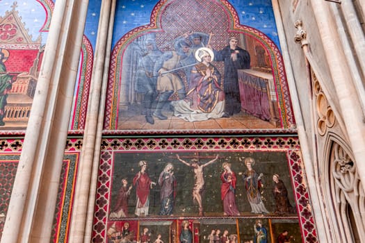 BAYEUX, FRANCE, MAY 14, 2024 : interiors architectural decors of Cathedral of Our Lady of Bayeux, norrmandy