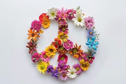 Floral peace sign symbolizing love and harmony, naturethemed concept for peaceful environment and unity