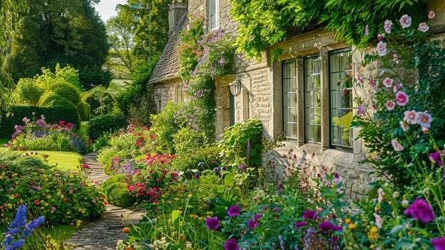 Cotswolds cottage in the English countryside style, modern architecture and design