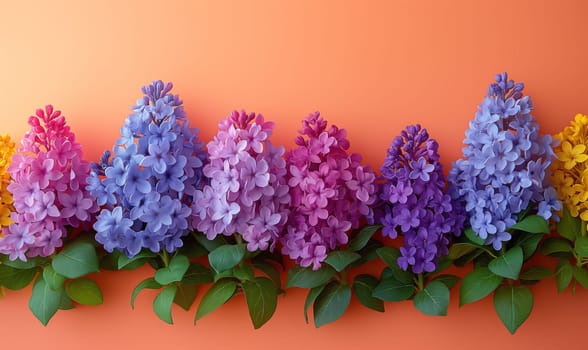 Colorful lilac flowers on a bright surface. Selective focus.