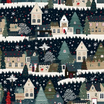 Christmas seamless pattern, English cottage tileable holiday country style print for wallpaper, wrapping paper, scrapbook, fabric and product design idea