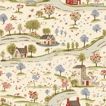 Christmas seamless pattern, English cottage tileable holiday country style print for wallpaper, wrapping paper, scrapbook, fabric and product design idea