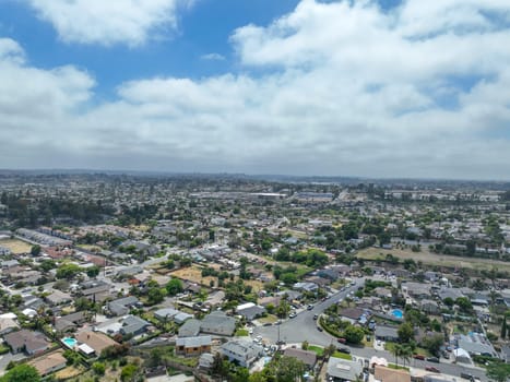 Aerial view of houses and communities in Vista, Carlsbad in North County of San Diego, California. USA.