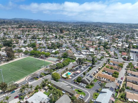 Aerial view of houses and communities in Vista, Carlsbad in North County of San Diego, California. USA.