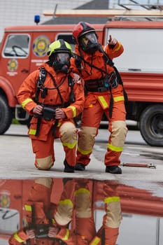 A group of firefighters undergoes training to learn how to effectively use a thermal camera in firefighting operations.