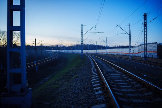 Railway in the sunset. High quality photo