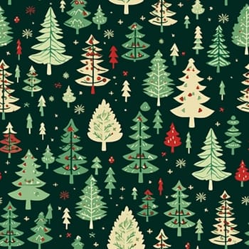 Christmas tree seamless pattern, tileable holiday country print for wallpaper, wrapping paper, scrapbook, fabric and product design inspiration