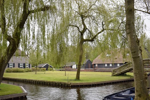 GIETHOORN, NETHERLANDS, April, 27, 2024, Beautiful village much loved by tourists. High quality photo