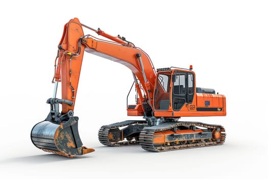 Man Operating an Excavator with Special Equipment on a White Background Concept Realistic Photo.