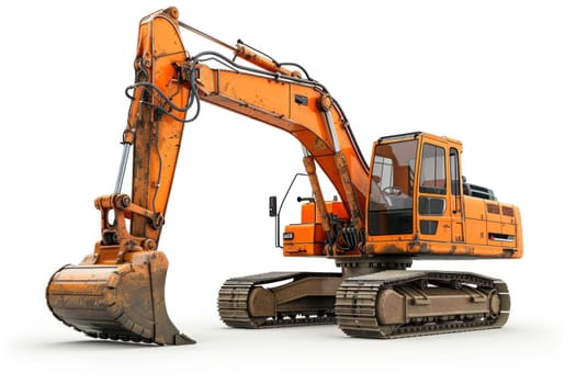 Man Operating an Excavator with Special Equipment on a White Background Concept Realistic Photo.