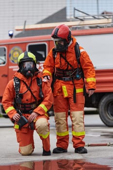 A group of firefighters undergoes training to learn how to effectively use a thermal camera in firefighting operations.