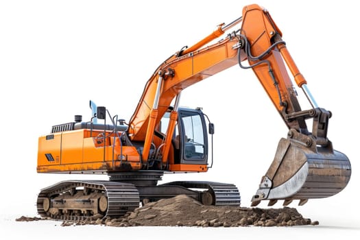 Man Operating an Excavator with Special Equipment on a White Background Concept Realistic Photo.