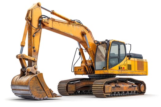 Man Operating an Excavator with Special Equipment on a White Background Concept Realistic Photo.