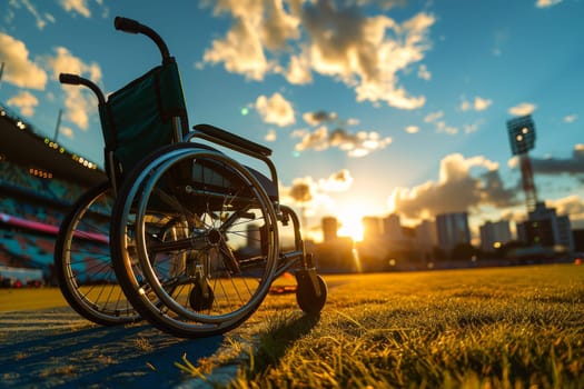 A basketball player sitting on wheelchair.