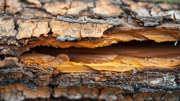 The bark of a tree is rough and has many cracks.