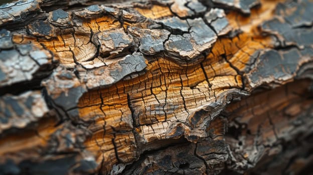 The bark of a tree is rough and has many cracks.