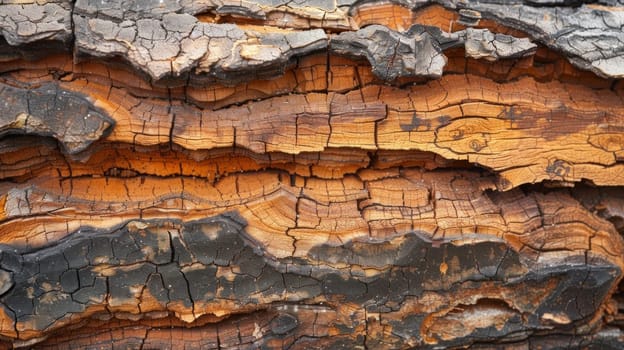 The bark of a tree is rough and has many cracks.