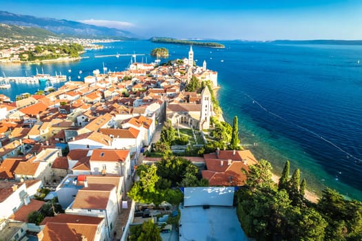 Historic town of Rab aerial view, Island of Rab, archipelago of Croatia