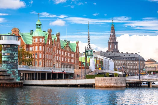 Scenic waterfront of Copenhagen colorful view, capital of Denmark